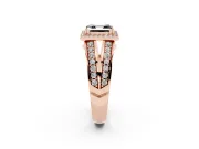 Asscher Cut Halo Engagement Ring Setting for a Black Center | Two-Row Pavé Split Shank | Rose Gold