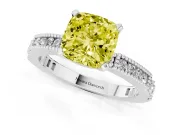 Cushion Cut Vintage Pavé Engagement Ring Setting for a Fancy Yellow Lab-Grown Diamond | White Gold