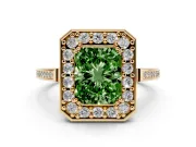 Radiant Cut Halo Engagement Ring Setting for a Fancy Green Lab-Grown Diamond | Polished Halo Rim | Yellow Gold