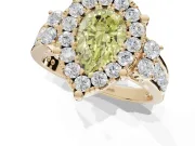 Pear-Shaped Halo Engagement Ring Setting for a Fancy Yellow Lab-Grown Diamond | Graduated Channel Band | Yellow Gold
