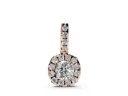 Cushion Cut Lab-Grown Diamond Halo Pendant Necklace | Prong-Set Stone Bail | Rose Gold
