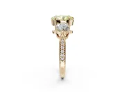 Oval Three Stone Engagement Ring Setting for a Fancy Yellow Lab-Grown Diamond | Tapered Pave Band | Yellow Gold