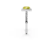 Princess Cut Halo Engagement Ring Setting for a Fancy Yellow Lab-Grown Diamond | Single Row Pavé Band | Sterling Silver