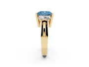 Radiant Cut Channel-Set Three Stone Engagement Ring Setting for a Fancy Blue Lab-Grown Diamond | Yellow Gold