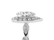 Pear Cut Diamond Halo Engagement Ring Set in Silver with Twisted Band and Prong Setting