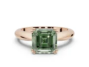Princess Cut Tapered Solitaire Engagement Ring Setting for a Fancy Green Lab-Grown Diamond | Rose Gold