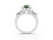 Emerald Cut Floral Engagement Ring Setting for a Fancy Green Lab-Grown Diamond | Petal Frame and Side Stones | Platinum