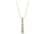 Round Lab-Grown Diamond Graduated Wave Wire Pendant Necklace | Prong Set | Yellow Gold
