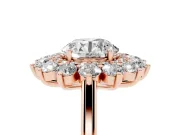 Round Floral Double Halo Engagement Ring Setting | Plain Band | Rose Gold