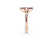 Fancy Pink Marquise Cut Diamond Solitaire Vine Band Ring Set in Rose gold with Round Accents and Prong Setting