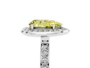 Fancy Yellow Pear Cut Diamond Halo Ring Set in Platinum with Bezel Frame and Pavé Band