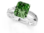 Radiant Cut Twisted Pavé Engagement Ring Setting for a Fancy Green Lab-Grown Diamond | Pavé and Plain Strands | Platinum