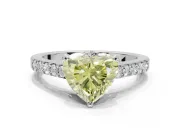 Heart-Shaped Pavé Solitaire Engagement Ring Setting for a Fancy Yellow Lab-Grown Diamond | Crossover Gallery | Platinum
