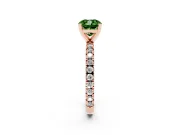 Fancy Green Cushion Cut Diamond Pavé Band Solitaire Set in Rose gold with Prong Setting