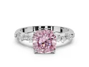 Cushion Cut Graduated Solitaire Engagement Ring Setting for a Fancy Pink Lab-Grown Diamond | Sterling Silver