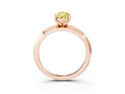 Fancy Yellow Pear Cut Diamond Solitaire Engagement Ring Set in Rose gold with Flat Band and Prong Setting