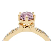 Marquise Channel Set Engagement Ring Setting for a Fancy Pink Lab-Grown Diamond | Rope Collar | Yellow Gold
