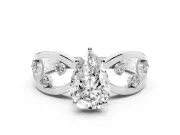 Pear-Shaped Open Loop Engagement Ring Setting | Scattered Accents | Sterling Silver
