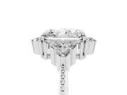 Radiant Cut Diamond Cluster Ring Set in White gold with Beaded Band