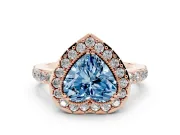 Heart-Shaped Milgrain Halo Engagement Ring Setting for a Fancy Blue Lab-Grown Diamond | Pavé Shoulders | Rose Gold