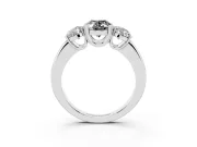 Oval Three Stone Engagement Ring Setting for a Black Center | Double Claw Head | White Gold