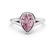 Pear-Shaped Bezel Engagement Ring Setting for a Fancy Pink Lab-Grown Diamond | White Gold