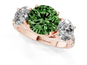Round Three Stone Engagement Ring Setting for a Fancy Green Lab-Grown Diamond | Accented Shoulders | Rose Gold