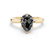 Pear-Shaped Tapered Solitaire Engagement Ring Setting for a Black Center | Yellow Gold