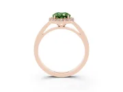 Fancy Green Oval Cut Diamond Halo Ring Set in Rose gold with Solitaire Band and Prong Setting