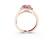 Round Thin Halo Engagement Ring Setting for a Fancy Pink Lab-Grown Diamond | Plain Band | Rose Gold