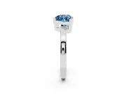Fancy Blue Heart Cut Diamond Solitaire Ring Set in Silver with Prong Head and Smooth Polished Band