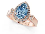 Pear-Shaped Halo Engagement Ring Setting for a Fancy Blue Lab-Grown Diamond | Pavé Panel Shoulders | Rose Gold
