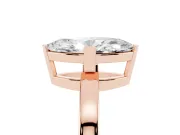 Marquise Cut Diamond Solitaire Ring Set in Rose gold with Prong Head and Smooth Polished Band