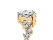 Heart-Shaped Scattered Accent Engagement Ring Setting | Slim Band | Yellow Gold