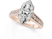Marquise Graduated Pavé Solitaire Engagement Ring Setting | Wide Pavé Row Band | Rose Gold