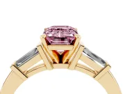 Emerald Cut Three-Stone Engagement Ring Setting for a Fancy Pink Lab-Grown Diamond | Tapered Baguettes | Yellow Gold