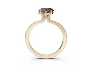 Heart-Shaped Hidden Halo Engagement Ring Setting for a Black Center | Pavé Band | Yellow Gold