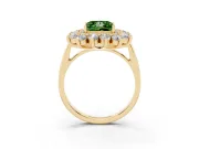Princess Cut Floral Double Halo Engagement Ring Setting for a Fancy Green Lab-Grown Diamond | Plain Band | Yellow Gold