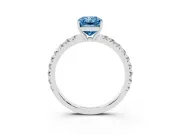 Radiant Cut Pave Solitaire Engagement Ring Setting for a Fancy Blue Lab-Grown Diamond | Shared Prong Band | White Gold