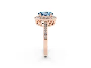 Oval Halo Engagement Ring Setting for a Fancy Blue Lab-Grown Diamond | Polished Halo Rim | Rose Gold