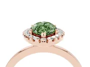 Marquise Thin Halo Engagement Ring Setting for a Fancy Green Lab-Grown Diamond | Plain Polished Band | Rose Gold