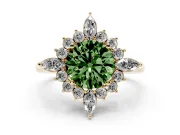 Round Engagement Ring Setting for a Fancy Green Lab-Grown Diamond | Yellow Gold - Design NV-24790