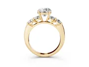 Round Five Stone Engagement Ring Setting | Prong Set Side Stones | Yellow Gold