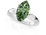 Fancy Green Marquise Cut Diamond Solitaire Twisted Band Ring Set in White gold with Accent Stones and Prong Setting