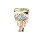 Radiant Cut Three Stone Engagement Ring Setting for a Fancy Yellow Lab-Grown Diamond | Tapered Pave Band | Rose Gold