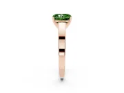 Fancy Green Radiant Cut Diamond Solitaire Engagement Ring Set in Rose gold with Prong Setting and Tapered Band