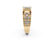 Emerald Cut Vintage Milgrain Pave Engagement Ring Setting | Crescent Side Rows | Yellow Gold