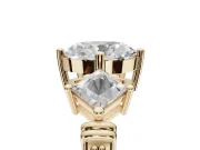 Oval Three Stone Engagement Ring Setting | On-Point Princess Side Stones | Yellow Gold
