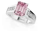 Emerald Cut Channel-Set Engagement Ring Setting for a Fancy Pink Lab-Grown Diamond | Platinum