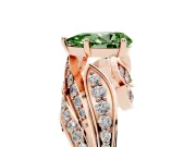 Pear-Shaped Bypass Hidden Halo Engagement Ring Setting for a Fancy Green Lab-Grown Diamond | Graduated Pavé | Rose Gold